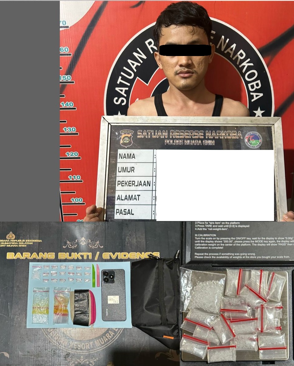 Polres Muara Enim Tangkap Pelaku Penyalaguna Narkoba di Desa Kepur